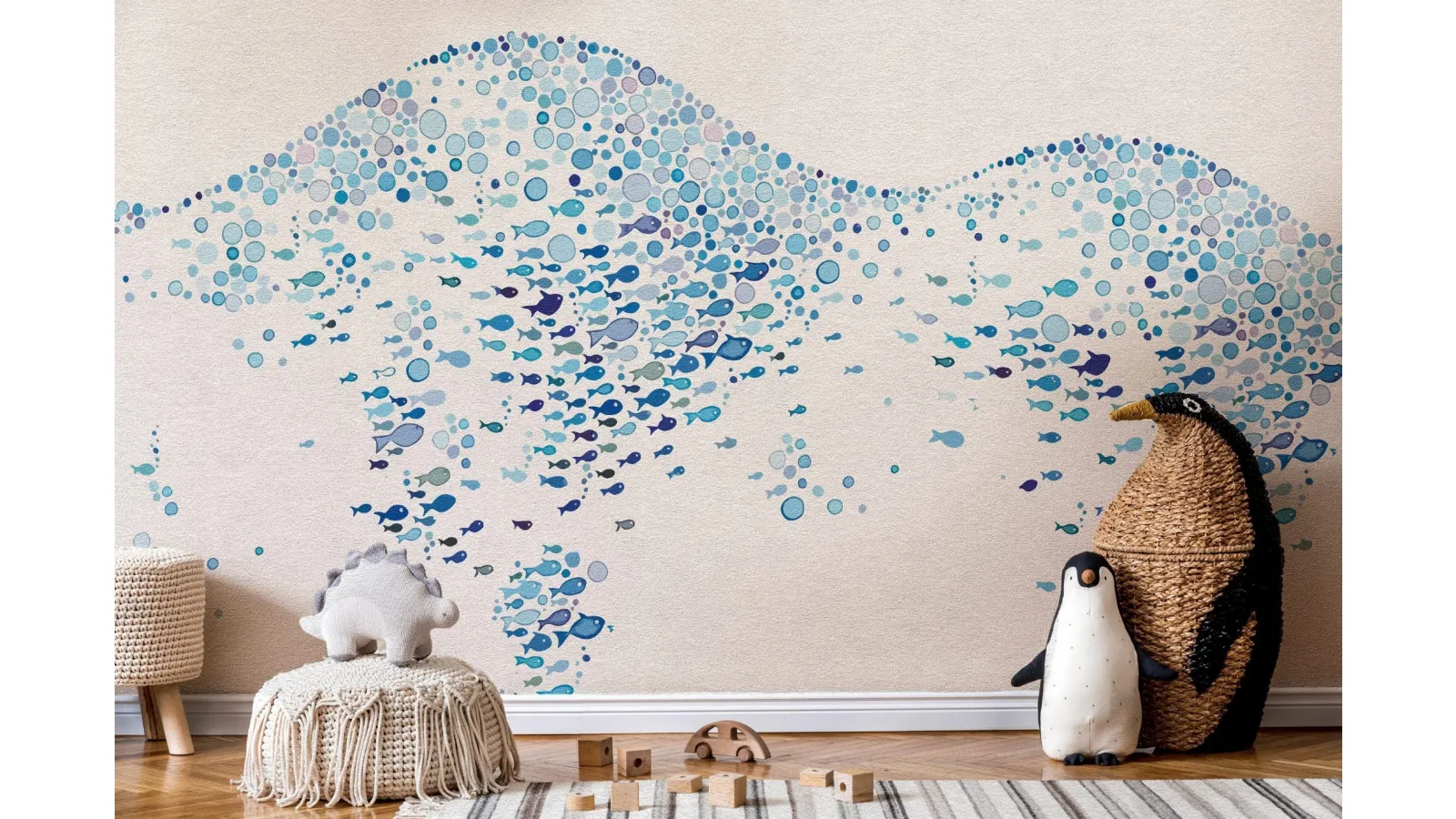 Carta da parati per camerette Color Fish di Instabilelab