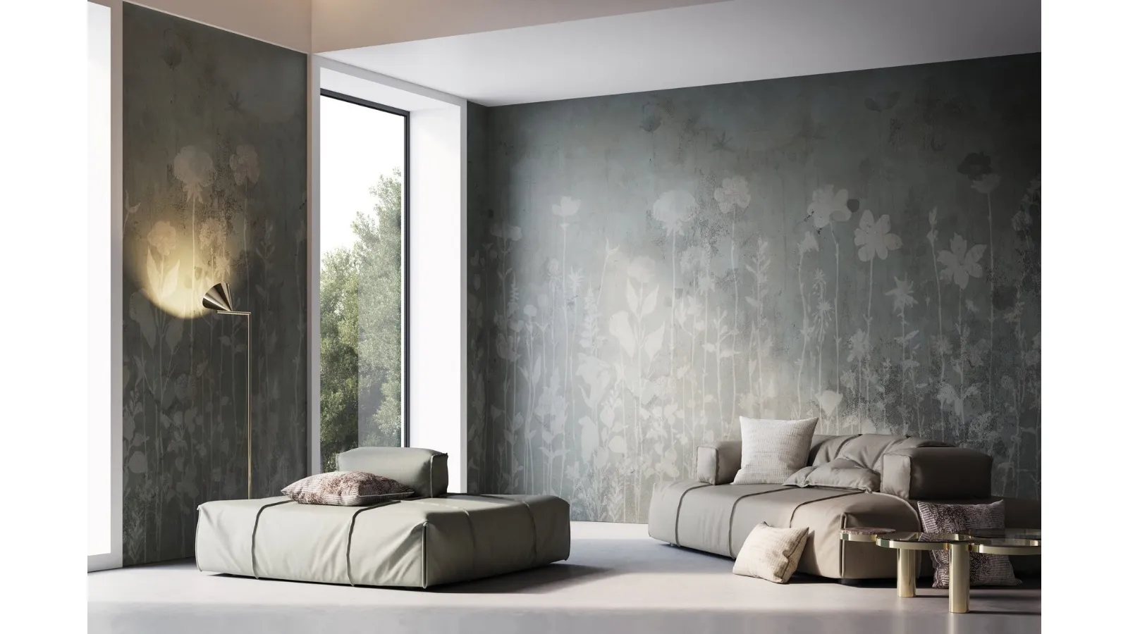 Carta da parati a fiori in stile grunge Tear di Instabilelab