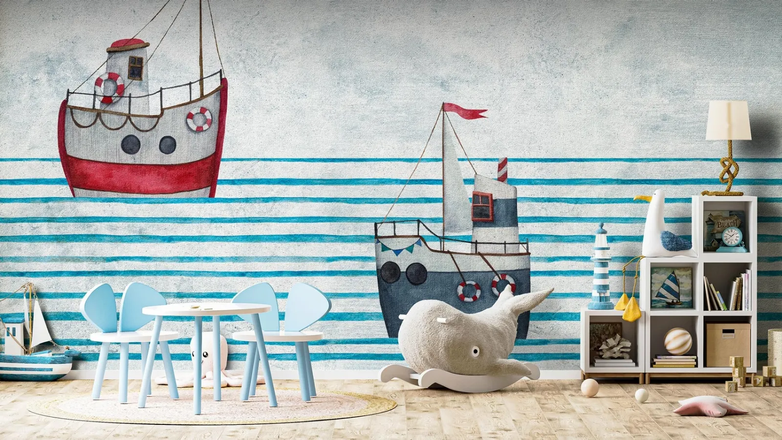 Carta da parati per camerette The Boats di Instabilelab