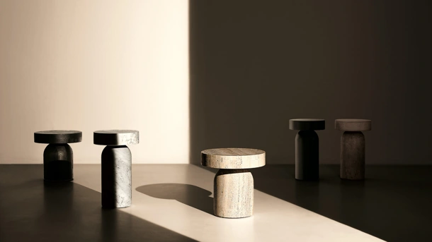 Tavolini monolitici di design in marmo Francis di Lema