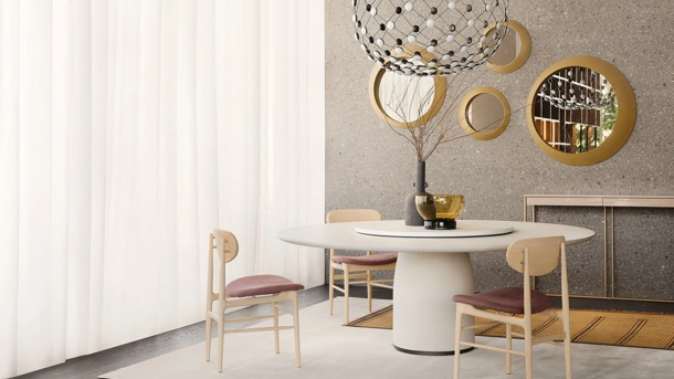 Specchio rotondo con grande cornice in legno verniciato bronzo Oculus di Lema