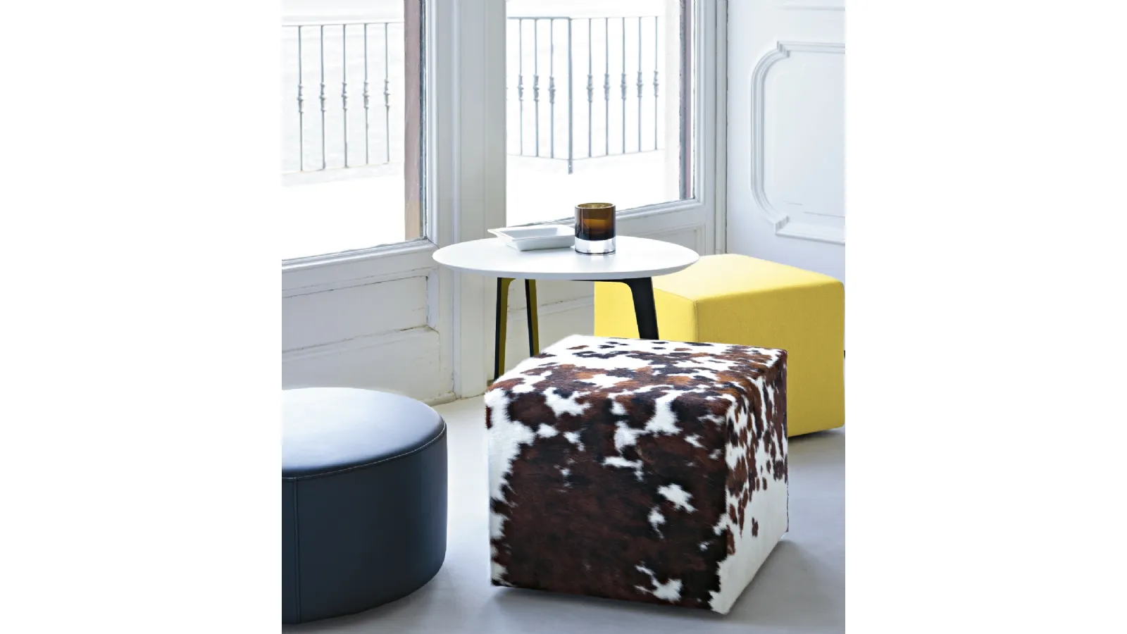 Pouf Pouf in pelle o tessuto di Lema
