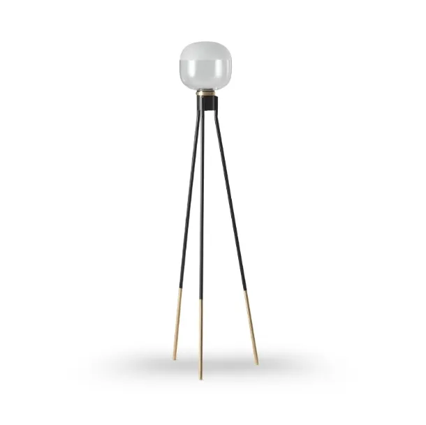Lampada in metallo Nero e Oro con diffusore in vetro trasparente e satinato Ghost di Midj