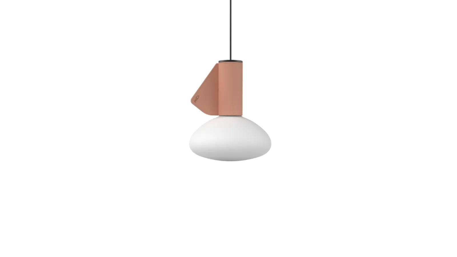 Lampada a sospensione in vetro e cuoio Mug di Midj