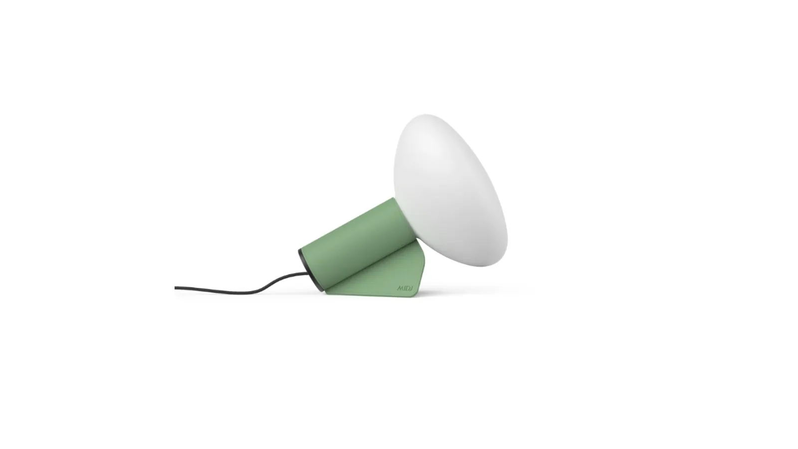 Lampada da tavolo Mug con diffusore in vetro opaco e supporto in metallo rivestito in cuoio di Midj