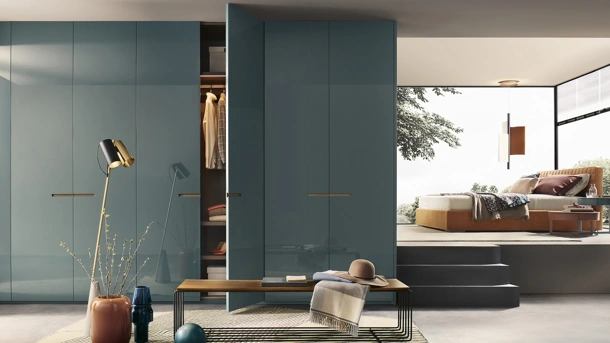 Armadio con anta battente in laccato lucido Elegant di Lema