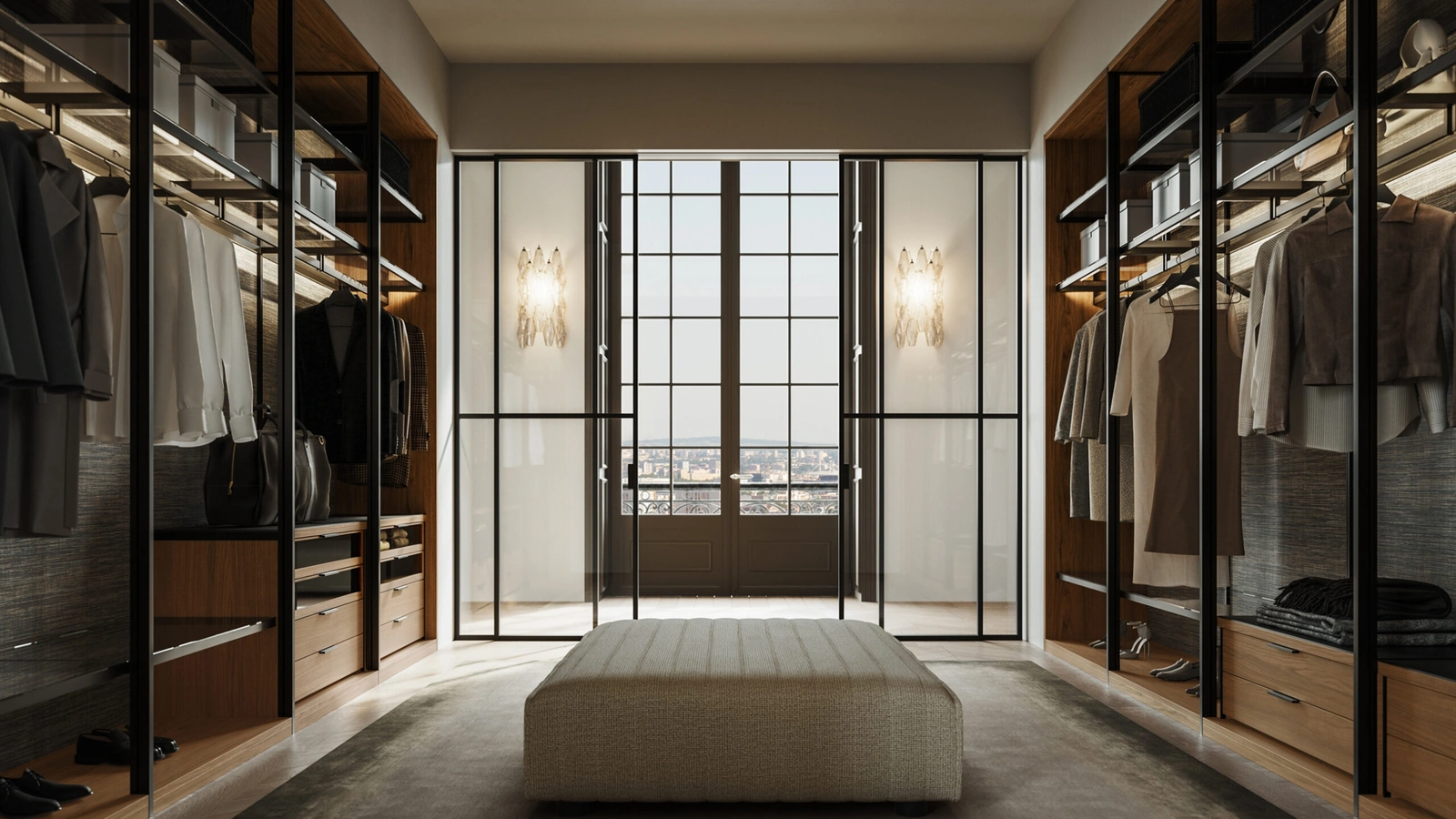 Cabina Armadio Open in melaminico larice moka di Lema