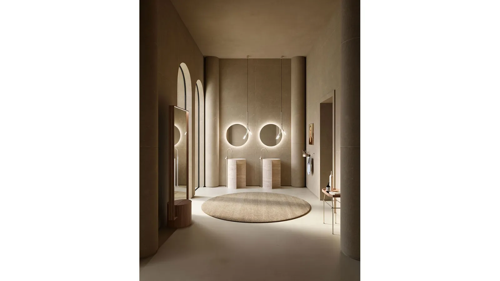 Lavabo Freestanding Des Evolution Caramel 01 in Resina Stone Travertino di Cerasa