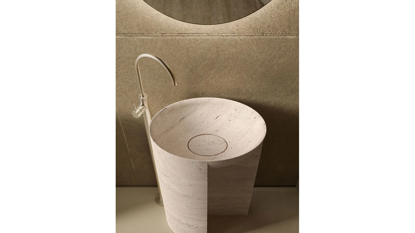 Lavabo Freestanding Des Evolution Caramel 01 in Resina Stone Travertino di Cerasa