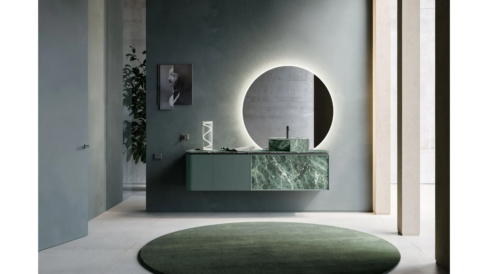 Mobile da Bagno Des Evolution Deep Green 01 in laccato e resina Verde Alpi di Cerasa