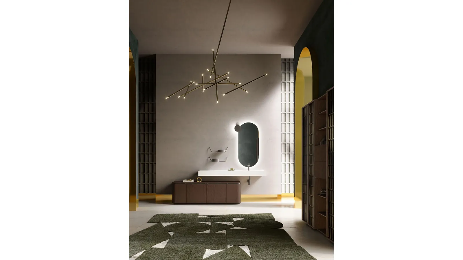 Mobile da Bagno con base in Rovere Termocotto Des Evolution Deep Green 02 di Cerasa