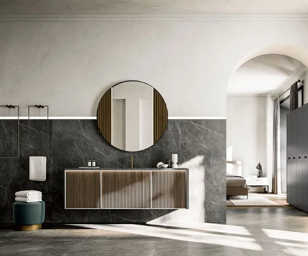 Mobile da Bagno sospeso Honey 03 in Noce Canaletto di Cerasa