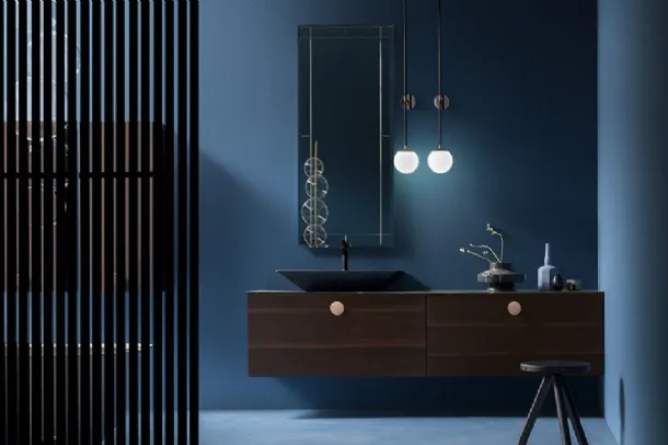 Mobile da Bagno Maori 00 in Eucalipto con doppio cassettone di Cerasa