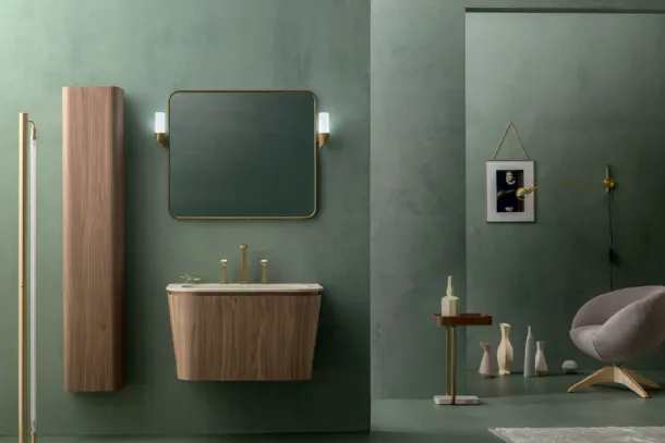 Mobile da Bagno sospeso Suede 02 in Noce Canaletto di Cerasa