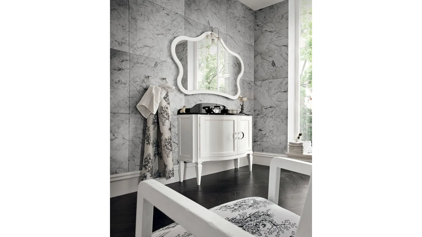 Mobile da Bagno York 04 in laccato Bianco usurato di Cerasa