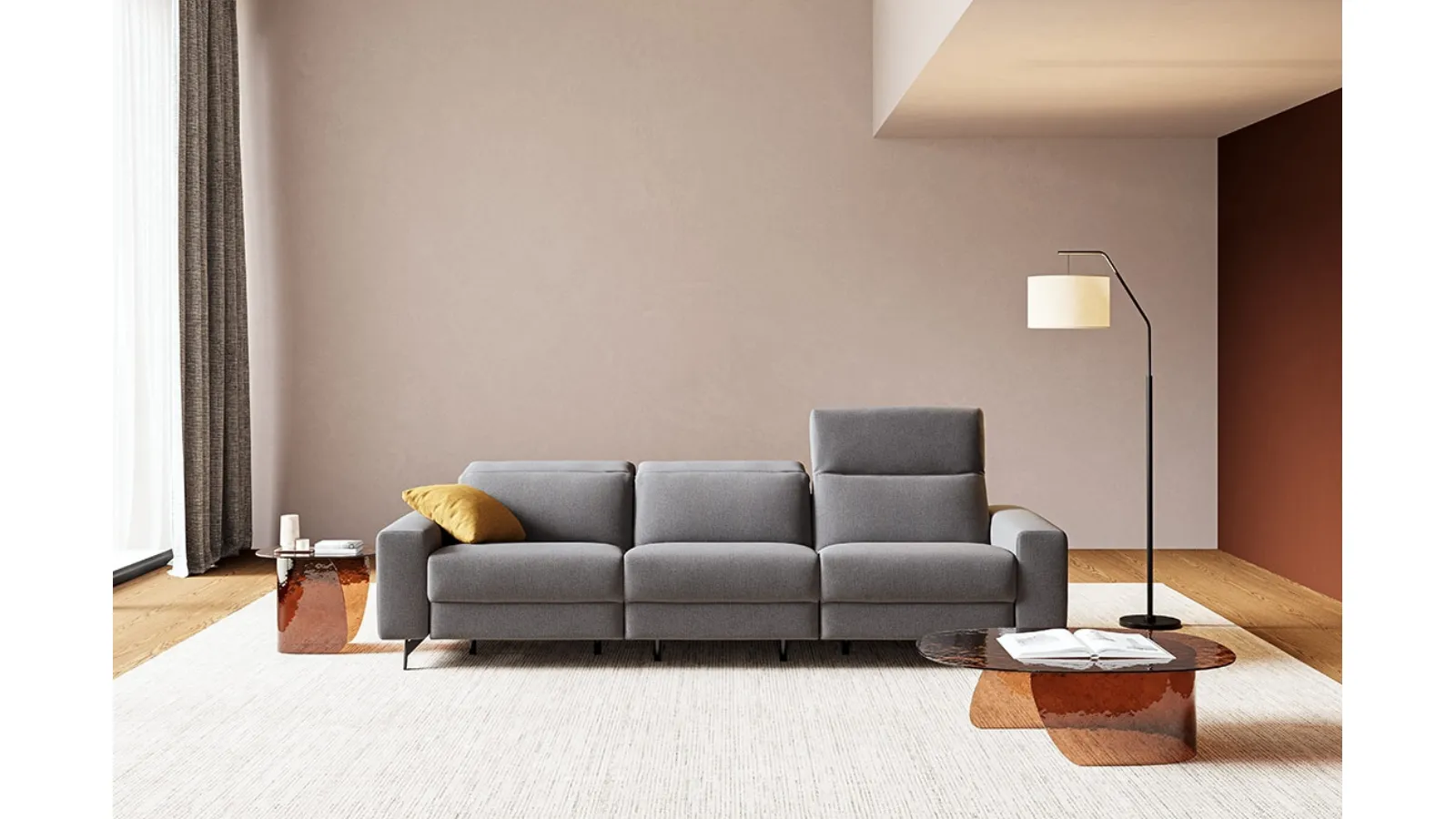 Divano relax lineare Harrison di MorbidLine Salotti