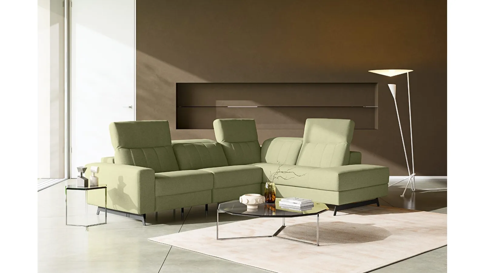 Divano relax angolare Harrison di MorbidLine Salotti