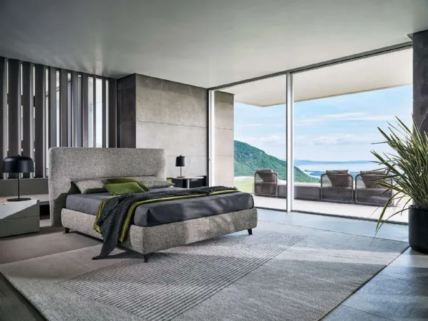 Letto in tessuto con testiera De-Light di Twils