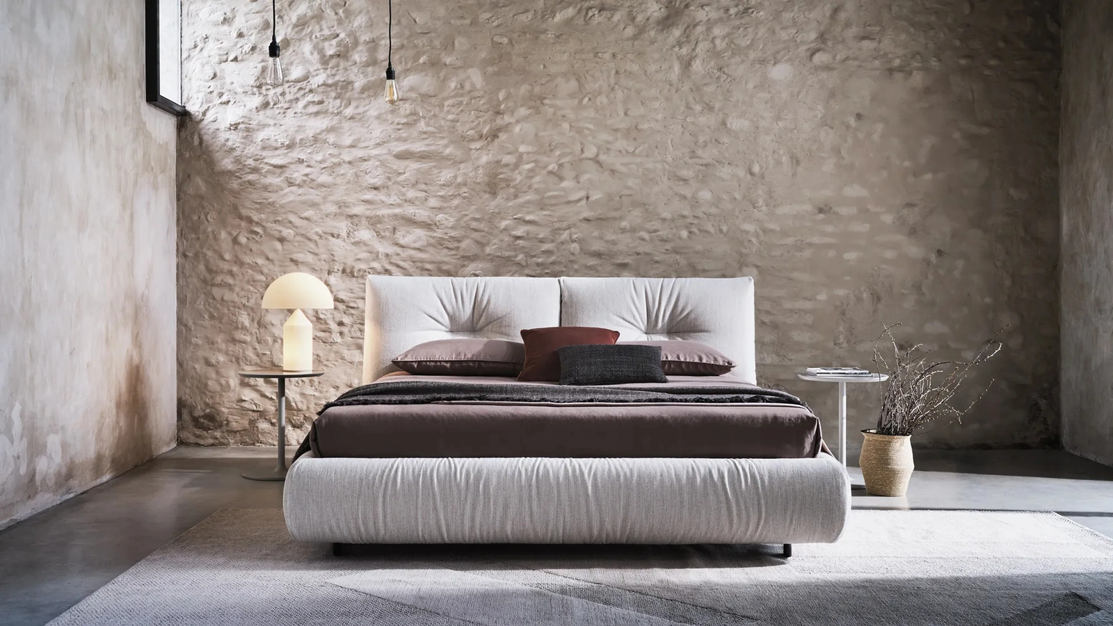 Letto in tessuto imbottito Kumo di Twils