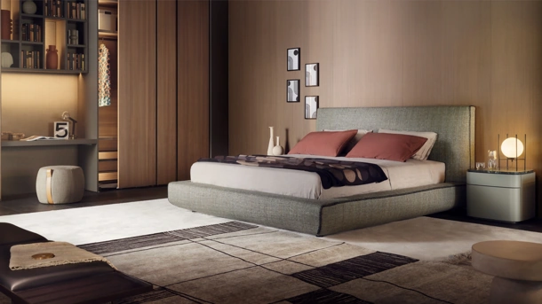 Letto in tessuto con box contenitore Lullaby di Lema