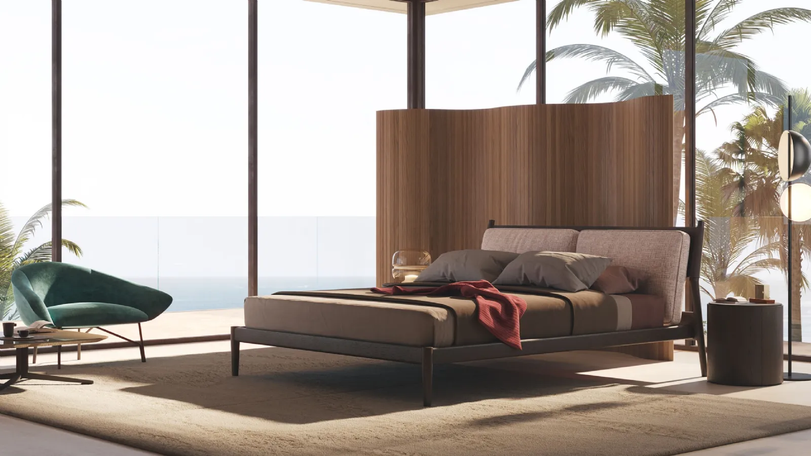 Letto in cuoio e legno Maddox di Lema