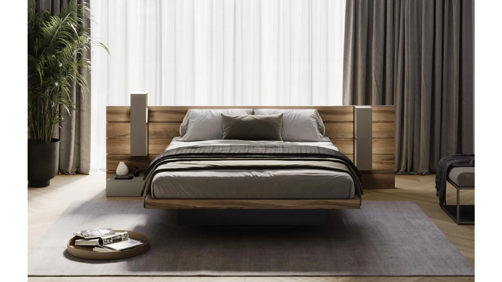 Letto in legno con box contenitore Sestante di Fimar
