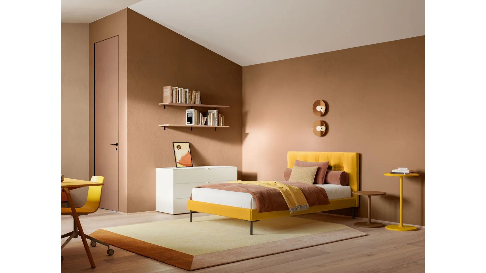 Letto Singolo in tessuto Max Capitonné di Twils