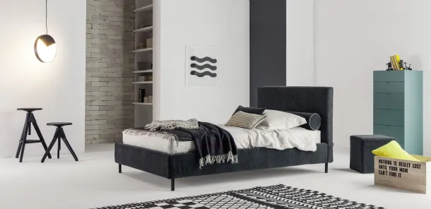 Letto Singolo in tessuto con testiera Max di Twils