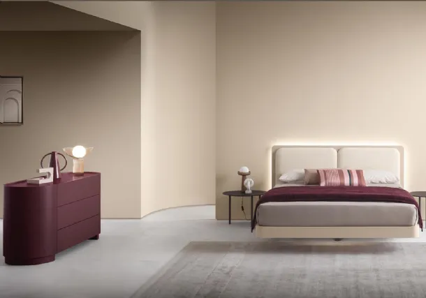 Letto Voile in legno laccato e tessuto di Alf Da Frè