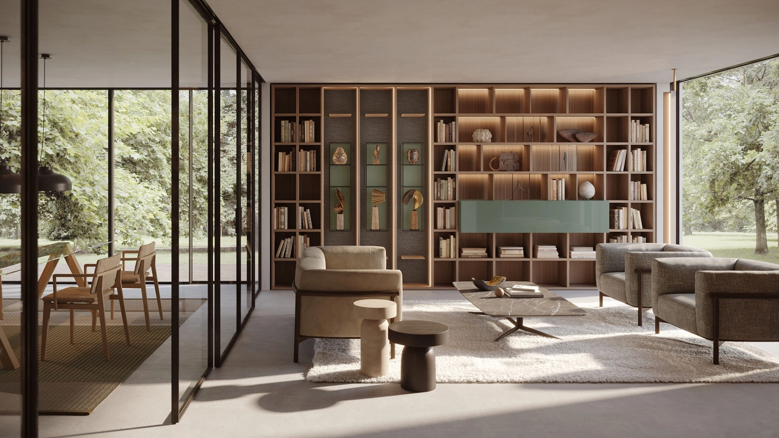 Libreria Selecta legno e laccato lucido di Lema