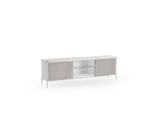 Madia Lea H55 in legno con ante rivestite in tessuto di Midj