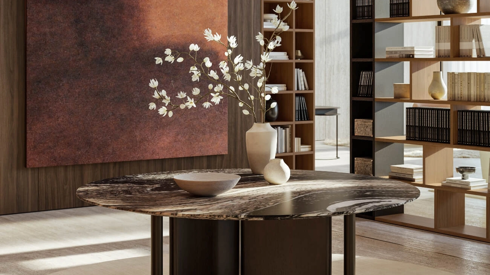 Tavolo In-Between con top in marmo di Lema