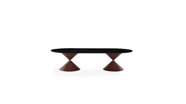 Tavolo Clessidra Double con top in legno e base in metallo di Midj