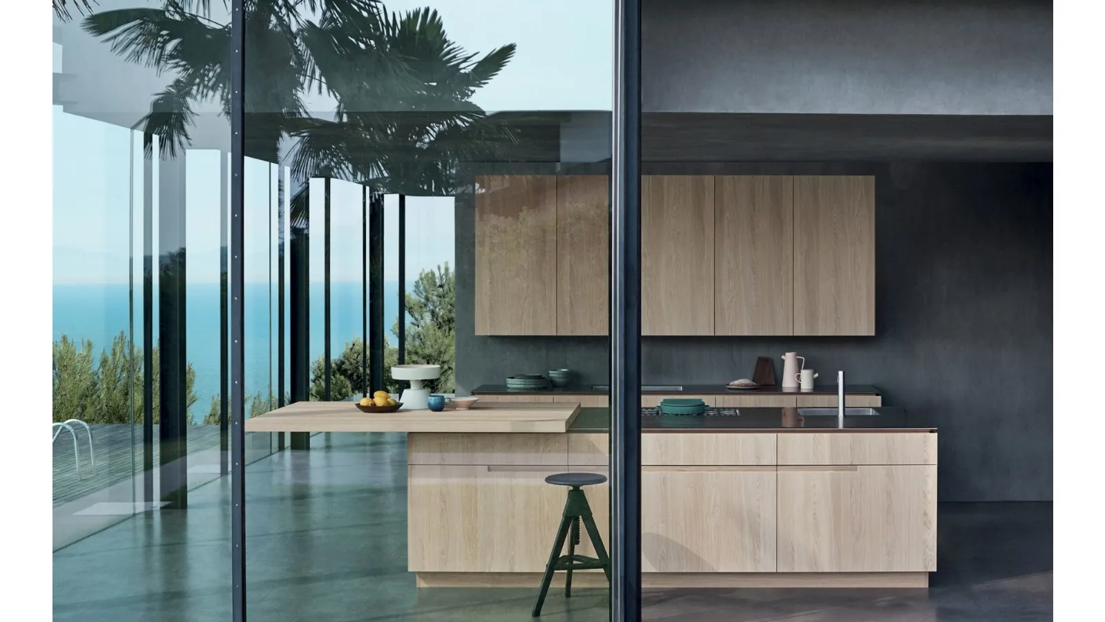 Cucina Design N_Elle Living by the sea  in essenza di Rovere Nordico di Cesar