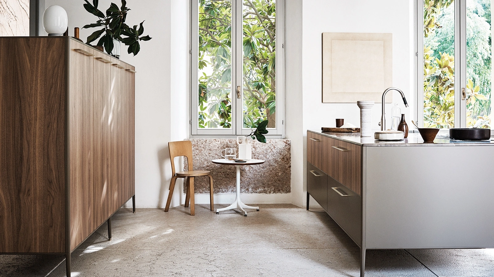 Cucina Design Unit Everyday Museum in noce e laccato di Cesar