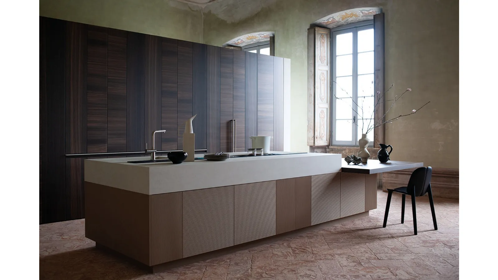 Cucina Design con isola Intarsio Architectural Connections di Cesar