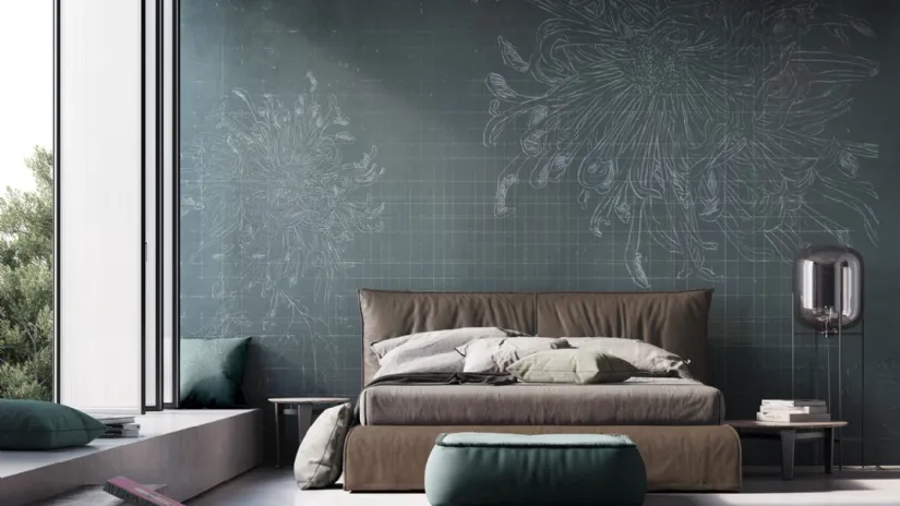 Carta da parati con disegni floreali Aona di Instabilelab