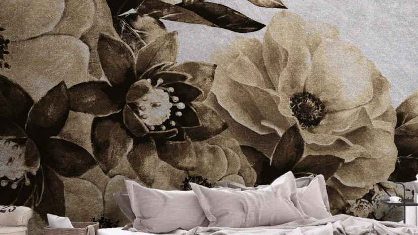 Carta da parati con grandi fiori impattanti Romance di Instabilelab