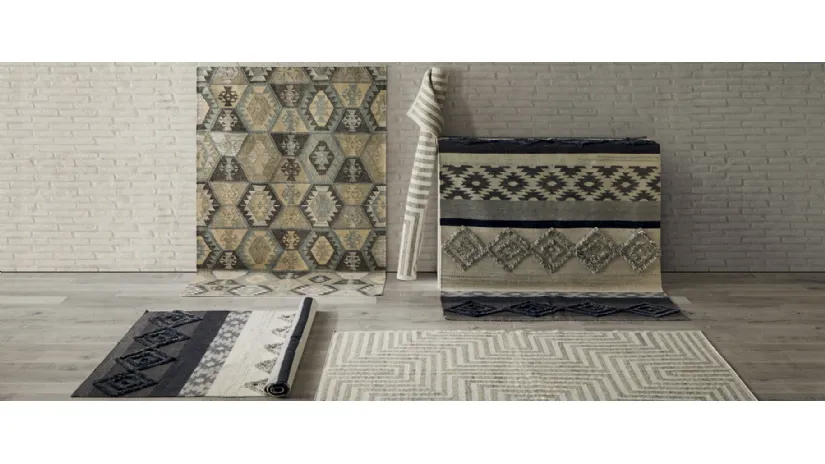 Tappeti kilim Diamonds in lana, juta e cotone di Kuatro