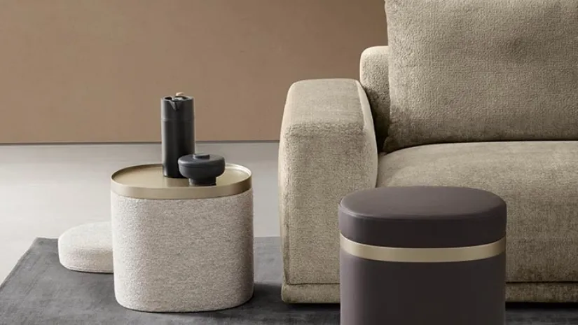 Pouf Tavolino Nobu in tessuto o ecopelle di Alf Da Frè