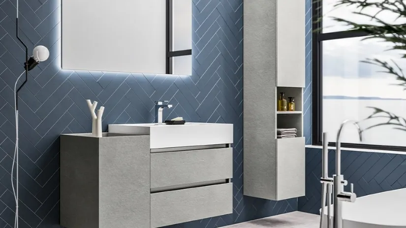 Mobile da Bagno Misura in nobilitato effetto Malta Grigio di Cerasa