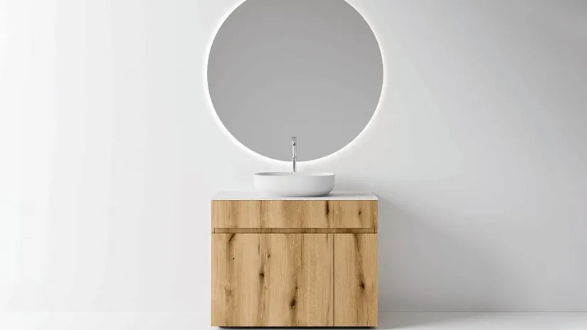 Mobile da Bagno a terra Single in nobilitato effetto legno Coast di Cerasa