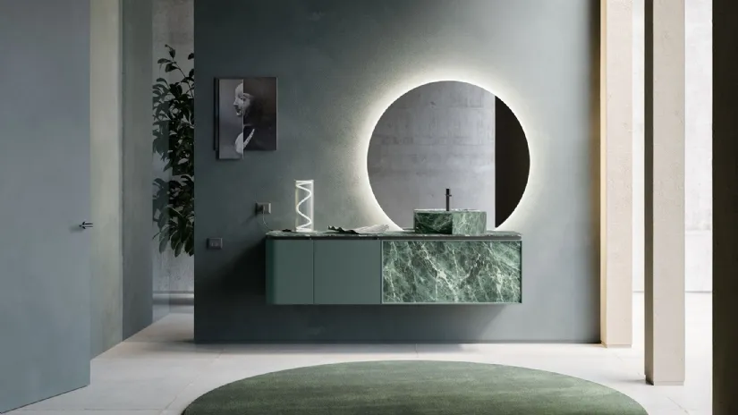 Mobile da Bagno Des Evolution Deep Green 01 in laccato e resina Verde Alpi di Cerasa