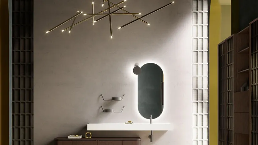 Mobile da Bagno con base in Rovere Termocotto Des Evolution Deep Green 02 di Cerasa