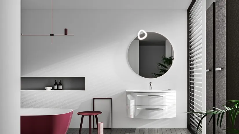 Mobile da Bagno Misura in laccato Bianco Lucido di Cerasa
