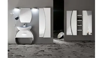 Moon con base con Cassettone Bianco Lucido