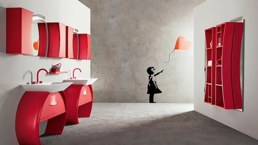 Mobile da Bagno Moon con doppia base lavabo di Cerasa