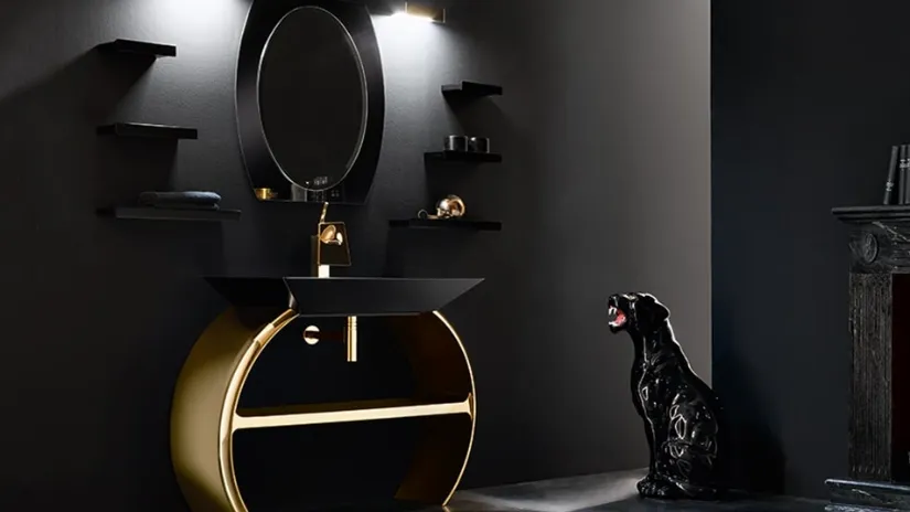 Mobile da Bagno Moon in finitura Oro di Cerasa