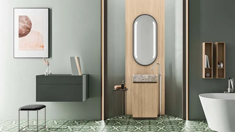 Mobile da Bagno Nerolab in Impiallacciato Rovere Chiaro di Cerasa