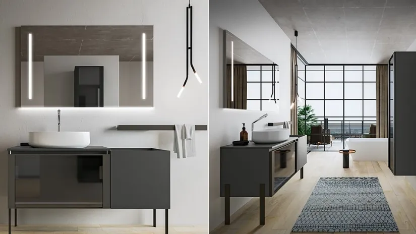 Mobile da Bagno Segno in Grigio Minerale di Cerasa